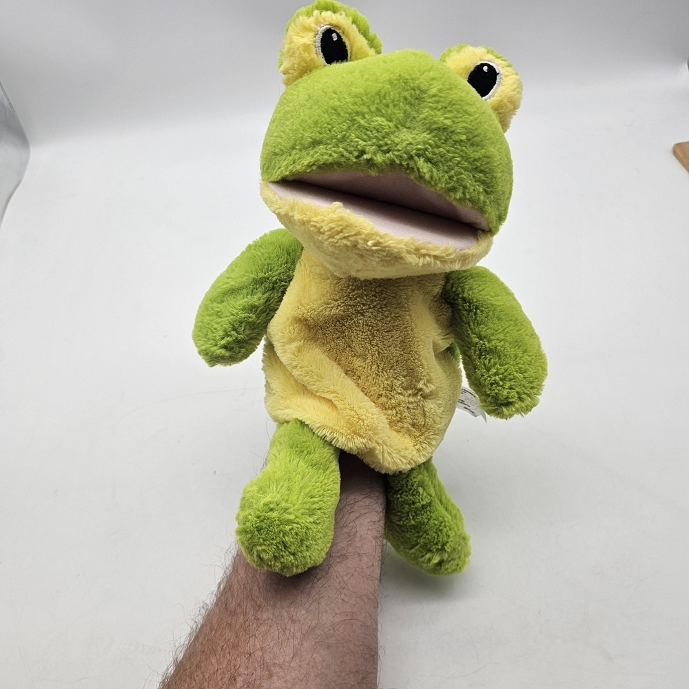 Spark Create Imagine Frog‎ Hand Puppet Plush Green Yellow Stuffed Toy 10" Kids